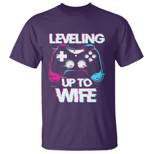 Engagement T Shirt Leveled Up To WIfe Funny Gamer Vaporwave Newly Engaged Couple Matching TS09 Purple Printyourwear