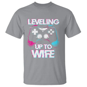 Engagement T Shirt Leveled Up To WIfe Funny Gamer Vaporwave Newly Engaged Couple Matching TS09 Sport Gray Printyourwear