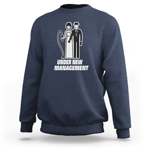 Funny Marriage Sweatshirt Under New Management Bachelor Bachelorette Party Couple Matching TS09 Navy Printyourwear