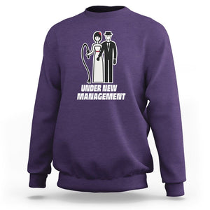 Funny Marriage Sweatshirt Under New Management Bachelor Bachelorette Party Couple Matching TS09 Purple Printyourwear