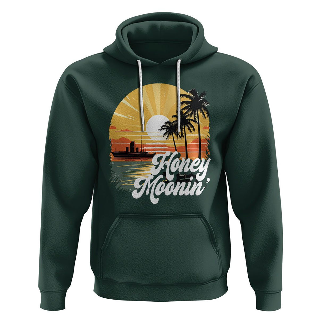 Honeymoon Hoodie Beach Trip Married Couple Matching TS09 Dark Forest Green Printyourwear