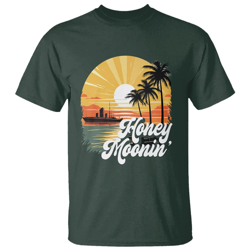Honeymoon T Shirt Beach Trip Married Couple Matching TS09 Dark Forest Green Printyourwear