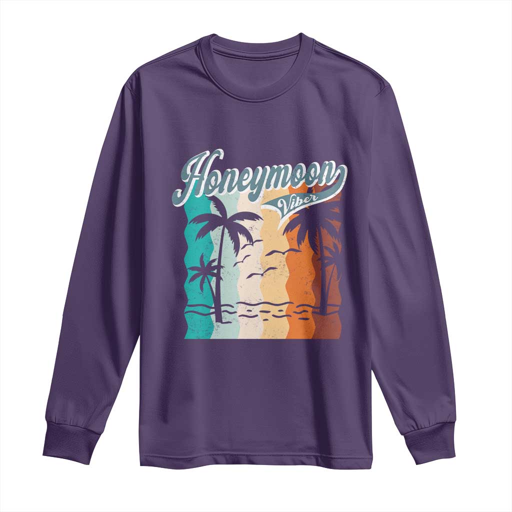 Honeymoon Vibe Long Sleeve Shirt Beach Trip Married Couple Matching TS09 Purple Print Your Wear