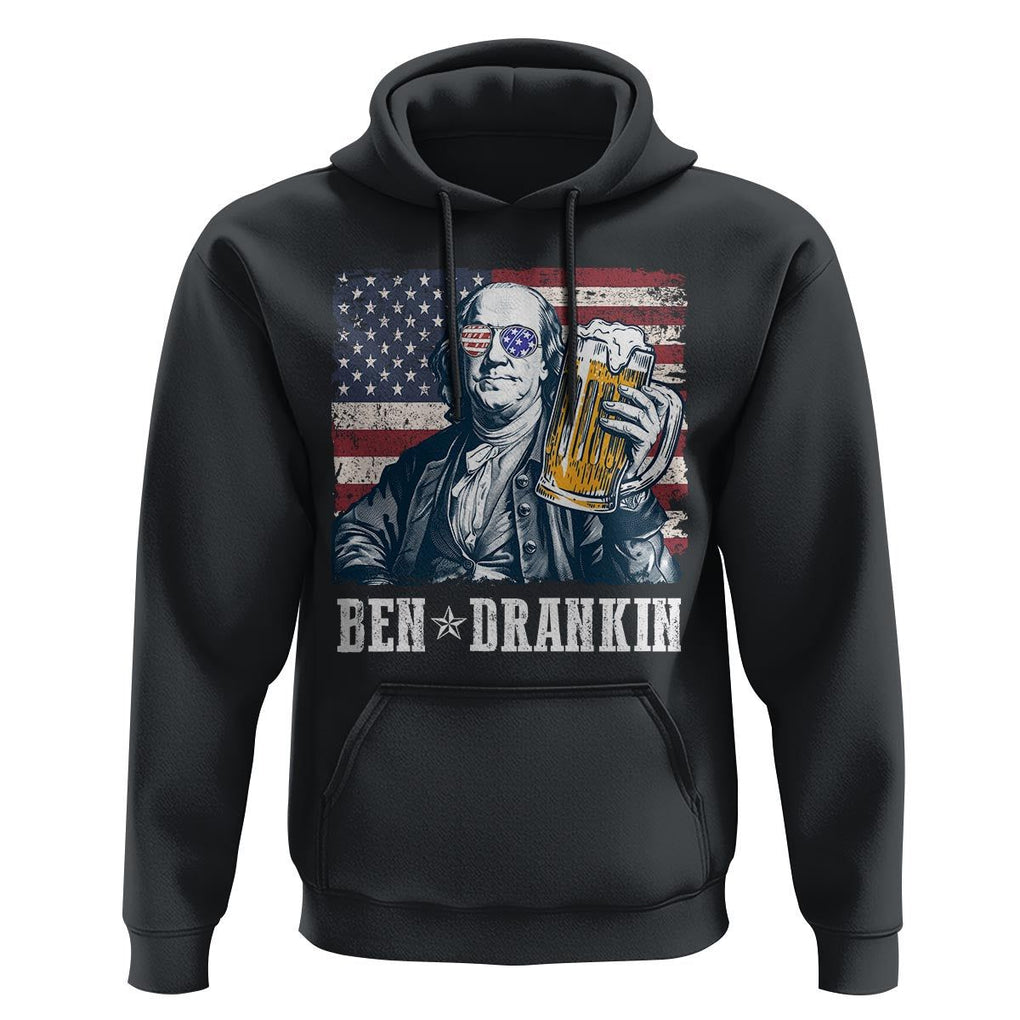 Funny 4th Of July Drinking Hoodie Ben Drankin Benjamin Franklin Patriotic Party TS09 Black Print Your Wear