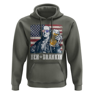 Funny 4th Of July Drinking Hoodie Ben Drankin Benjamin Franklin Patriotic Party TS09 Military Green Print Your Wear