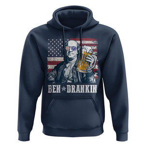 Funny 4th Of July Drinking Hoodie Ben Drankin Benjamin Franklin Patriotic Party TS09 Navy Print Your Wear