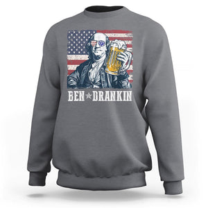 Funny 4th Of July Drinking Sweatshirt Ben Drankin Benjamin Franklin Patriotic Party TS09 Charcoal Print Your Wear