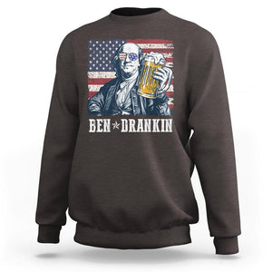 Funny 4th Of July Drinking Sweatshirt Ben Drankin Benjamin Franklin Patriotic Party TS09 Dark Chocolate Print Your Wear