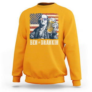 Funny 4th Of July Drinking Sweatshirt Ben Drankin Benjamin Franklin Patriotic Party TS09 Gold Print Your Wear