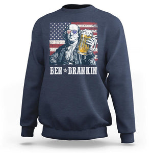 Funny 4th Of July Drinking Sweatshirt Ben Drankin Benjamin Franklin Patriotic Party TS09 Navy Print Your Wear