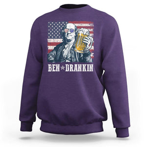 Funny 4th Of July Drinking Sweatshirt Ben Drankin Benjamin Franklin Patriotic Party TS09 Purple Print Your Wear