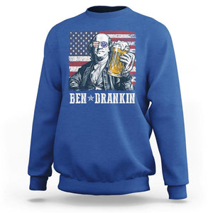 Funny 4th Of July Drinking Sweatshirt Ben Drankin Benjamin Franklin Patriotic Party TS09 Royal Blue Print Your Wear