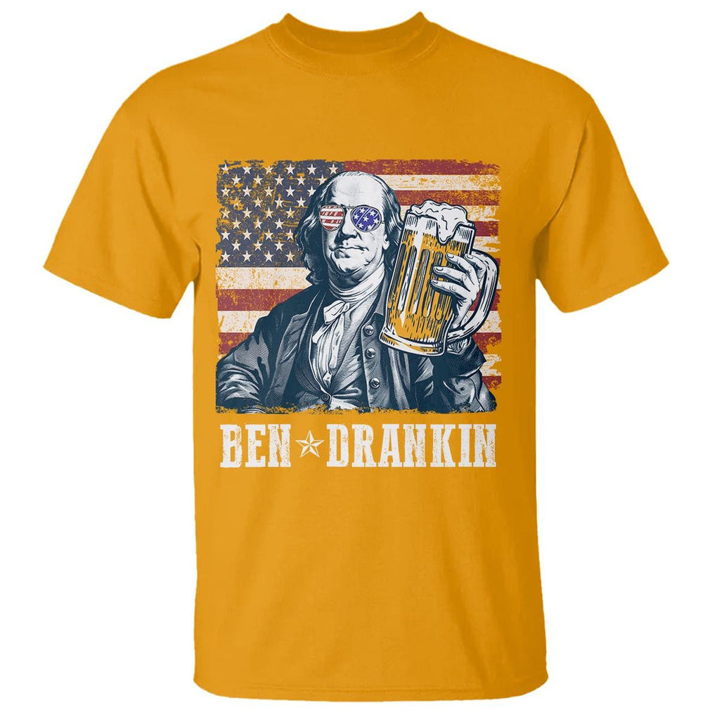 Funny 4th Of July Drinking T Shirt Ben Drankin Benjamin Franklin Patriotic Party TS09 Gold Print Your Wear