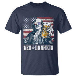 Funny 4th Of July Drinking T Shirt Ben Drankin Benjamin Franklin Patriotic Party TS09 Navy Print Your Wear