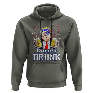 Funny 4th Of July Drinking Hoodie Donald Drunk Trump Patriotic Party TS09 Military Green Print Your Wear