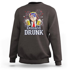 Funny 4th Of July Drinking Sweatshirt Donald Drunk Trump Patriotic Party TS09 Dark Chocolate Print Your Wear