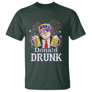 Funny 4th Of July Drinking T Shirt Donald Drunk Trump Patriotic Party TS09 Dark Forest Green Print Your Wear