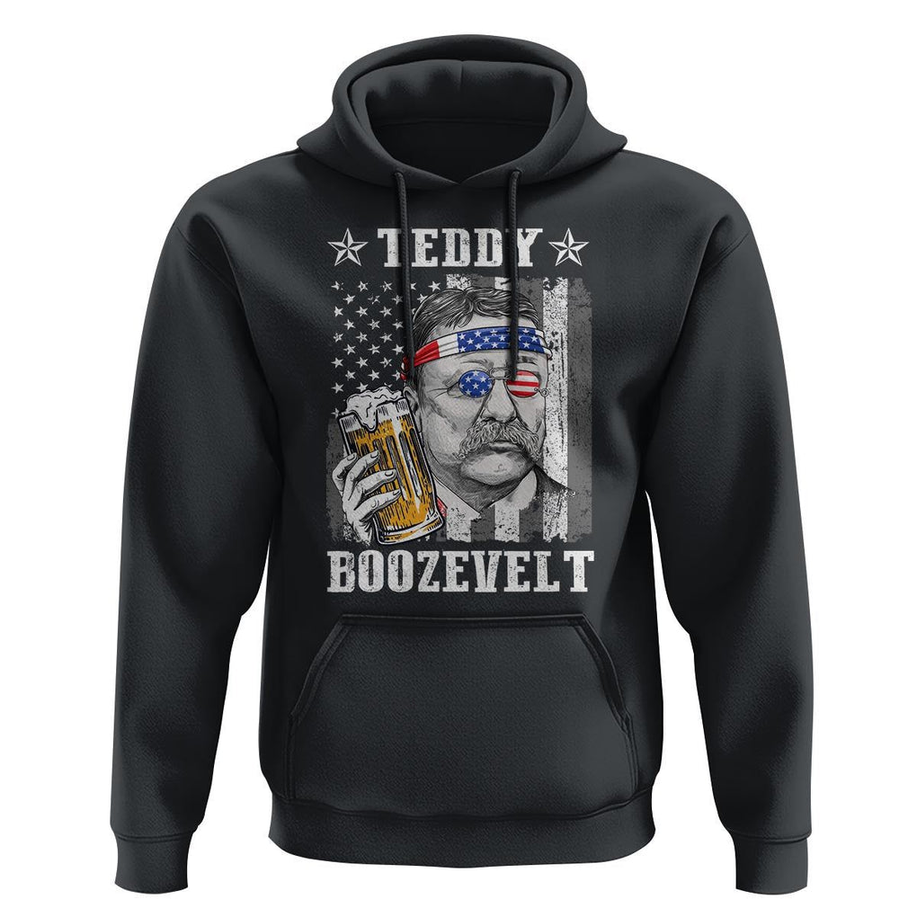 Funny 4th Of July Drinking Hoodie Teddy Boozevelt Theodore Roosevelt Patriotic Party TS09 Black Print Your Wear