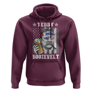 Funny 4th Of July Drinking Hoodie Teddy Boozevelt Theodore Roosevelt Patriotic Party TS09 Maroon Print Your Wear