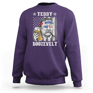 Funny 4th Of July Drinking Sweatshirt Teddy Boozevelt Theodore Roosevelt Patriotic Party TS09 Purple Print Your Wear