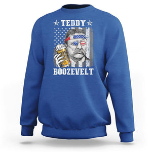 Funny 4th Of July Drinking Sweatshirt Teddy Boozevelt Theodore Roosevelt Patriotic Party TS09 Royal Blue Print Your Wear