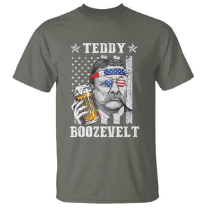 Funny 4th Of July Drinking T Shirt Teddy Boozevelt Theodore Roosevelt Patriotic Party TS09 Military Green Print Your Wear