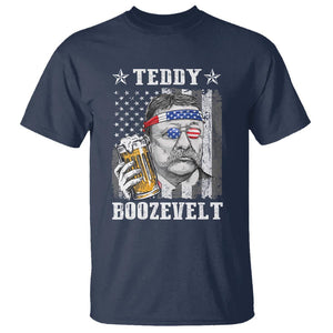 Funny 4th Of July Drinking T Shirt Teddy Boozevelt Theodore Roosevelt Patriotic Party TS09 Navy Print Your Wear