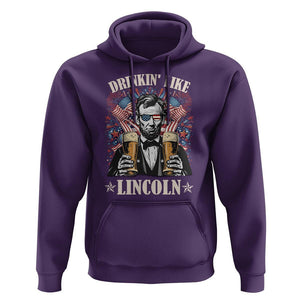 Funny 4th Of July Hoodie Drinking Like Lincoln Patriotic Party TS09 Purple Print Your Wear