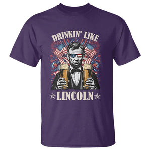 Funny 4th Of July T Shirt Drinking Like Lincoln Patriotic Party TS09 Purple Print Your Wear