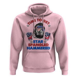 Funny 4th Of July Drinking Hoodie Time To Get Star Spangled Hammered Abraham Lincoln Patriotic Party TS09 Light Pink Print Your Wear