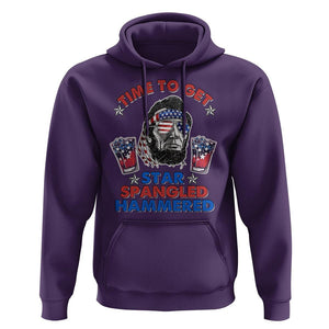 Funny 4th Of July Drinking Hoodie Time To Get Star Spangled Hammered Abraham Lincoln Patriotic Party TS09 Purple Print Your Wear