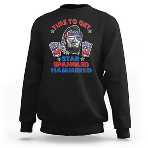 Funny 4th Of July Drinking Sweatshirt Time To Get Star Spangled Hammered Abraham Lincoln Patriotic Party TS09 Black Print Your Wear