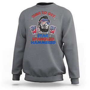 Funny 4th Of July Drinking Sweatshirt Time To Get Star Spangled Hammered Abraham Lincoln Patriotic Party TS09 Charcoal Print Your Wear