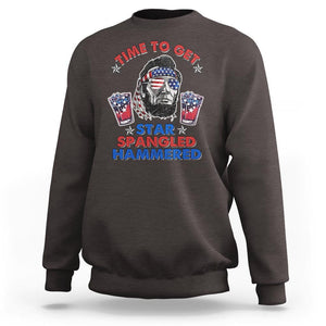 Funny 4th Of July Drinking Sweatshirt Time To Get Star Spangled Hammered Abraham Lincoln Patriotic Party TS09 Dark Chocolate Print Your Wear