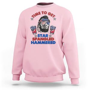 Funny 4th Of July Drinking Sweatshirt Time To Get Star Spangled Hammered Abraham Lincoln Patriotic Party TS09 Light Pink Print Your Wear