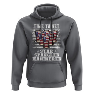 Funny 4th Of July Drinking Hoodie Time To Get Star Spangled Hammered Patriotic Party TS09 Charcoal Print Your Wear