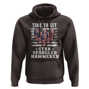 Funny 4th Of July Drinking Hoodie Time To Get Star Spangled Hammered Patriotic Party TS09 Dark Chocolate Print Your Wear