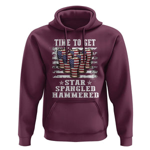 Funny 4th Of July Drinking Hoodie Time To Get Star Spangled Hammered Patriotic Party TS09 Maroon Print Your Wear