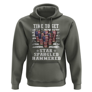 Funny 4th Of July Drinking Hoodie Time To Get Star Spangled Hammered Patriotic Party TS09 Military Green Print Your Wear