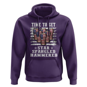 Funny 4th Of July Drinking Hoodie Time To Get Star Spangled Hammered Patriotic Party TS09 Purple Print Your Wear