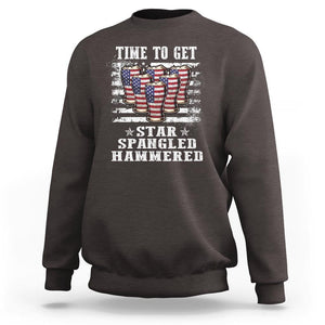 Funny 4th Of July Drinking Sweatshirt Time To Get Star Spangled Hammered Patriotic Party TS09 Dark Chocolate Print Your Wear