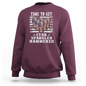 Funny 4th Of July Drinking Sweatshirt Time To Get Star Spangled Hammered Patriotic Party TS09 Maroon Print Your Wear