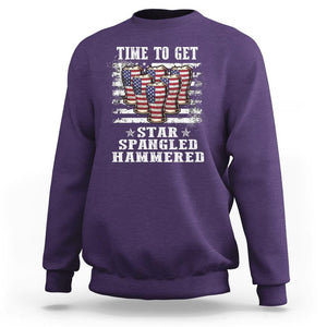 Funny 4th Of July Drinking Sweatshirt Time To Get Star Spangled Hammered Patriotic Party TS09 Purple Print Your Wear