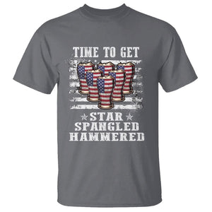 Funny 4th Of July Drinking T Shirt Time To Get Star Spangled Hammered Patriotic Party TS09 Charcoal Print Your Wear