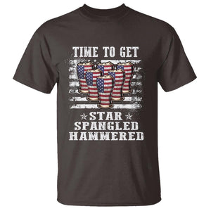 Funny 4th Of July Drinking T Shirt Time To Get Star Spangled Hammered Patriotic Party TS09 Dark Chocolate Print Your Wear