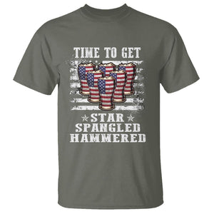 Funny 4th Of July Drinking T Shirt Time To Get Star Spangled Hammered Patriotic Party TS09 Military Green Print Your Wear