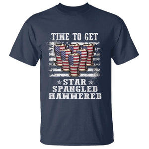 Funny 4th Of July Drinking T Shirt Time To Get Star Spangled Hammered Patriotic Party TS09 Navy Print Your Wear