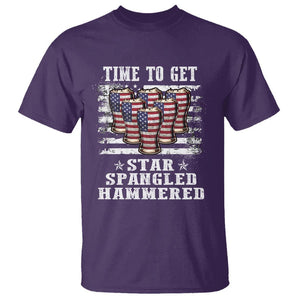 Funny 4th Of July Drinking T Shirt Time To Get Star Spangled Hammered Patriotic Party TS09 Purple Print Your Wear