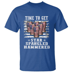 Funny 4th Of July Drinking T Shirt Time To Get Star Spangled Hammered Patriotic Party TS09 Royal Blue Print Your Wear