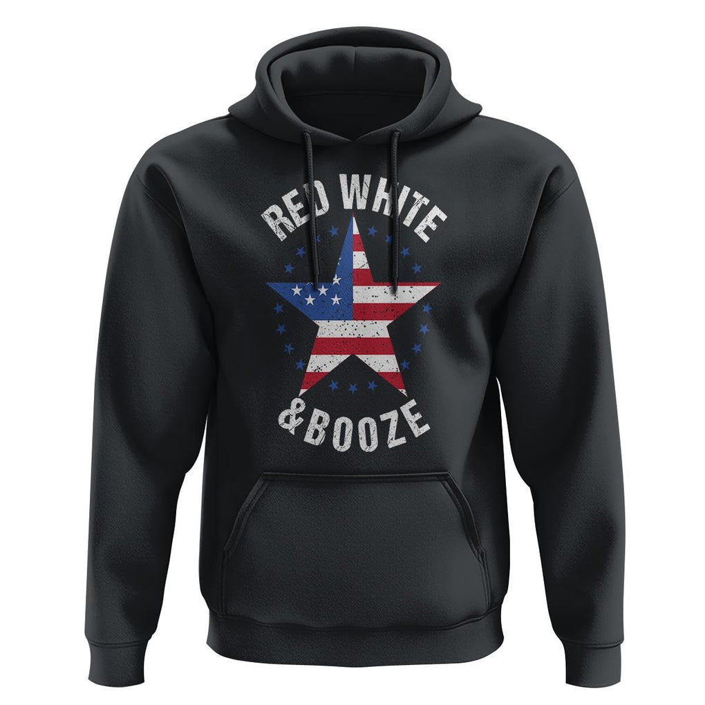 Funny 4th Of July Drinking Hoodie Red White And Booze Patriotic Party TS09 Black Print Your Wear